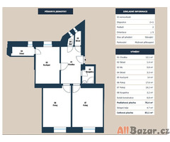 Prodej bytu 2+1, plocha 83,1 m2, 2.NP, Praha 10 Hostivař