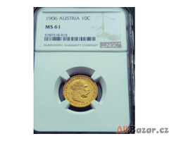 Zlatá mince - Rakouská 10 Koruna 1906 BZ, MS61, Fr.Josef I.